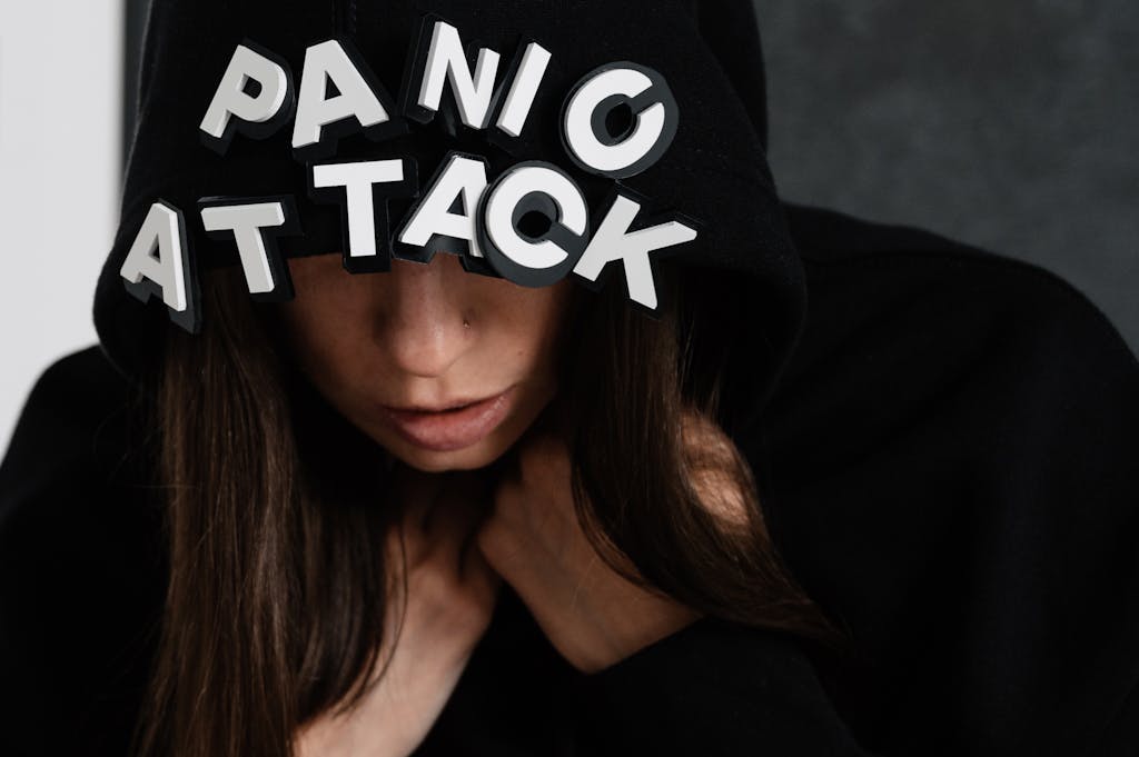 Woman Wearing A Black Hoodie